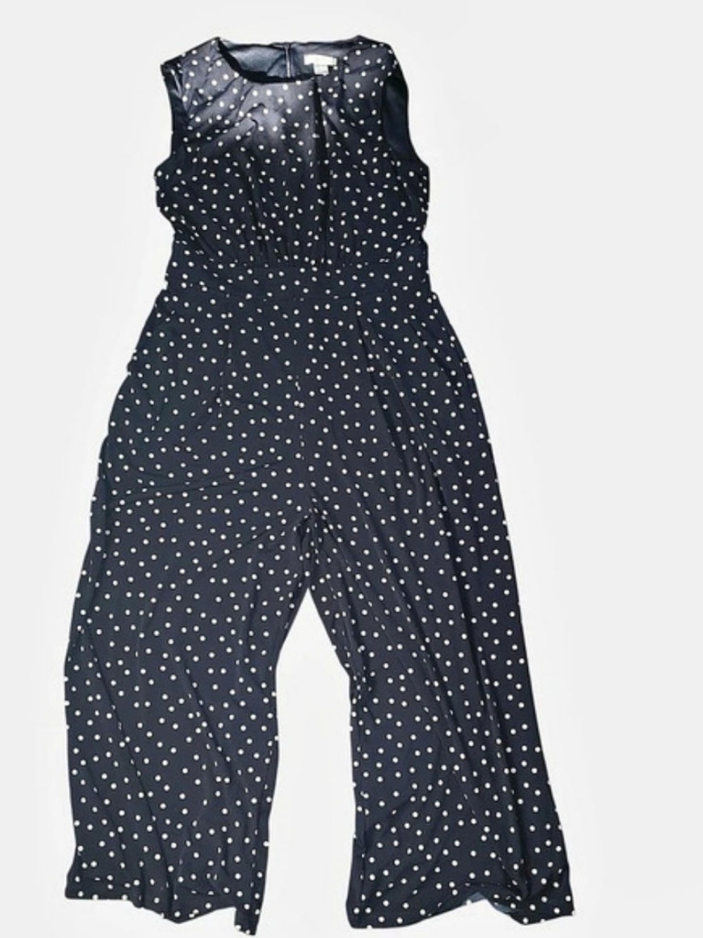 LONDON TIMES Polka Dot Wide-Leg Jumpsuit in Black & White Size 10 Like New